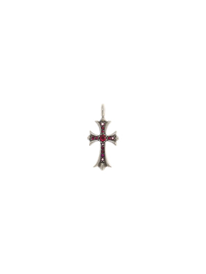 Chrome Hearts Ruby Tiny CH Cross Silver Pendant
