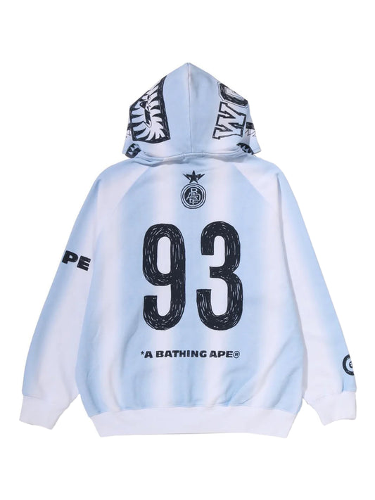 Bape Hand Draw Football Shark Full Zip Hoodie Relaxed Fit Blue