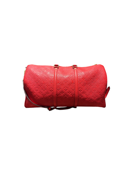 Louis Vuitton Red Leather Monogram Keepall 50 C116081078-Used