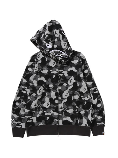 Bape x CDG Shark Full Zip Hoodie Black Camo Osaka Exclusive