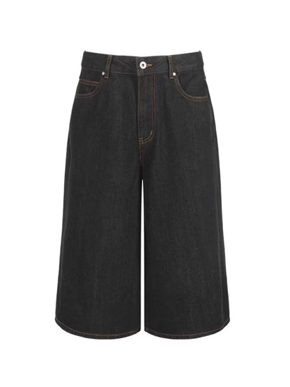 Pls DONT BLINK Retro Distressed Denim Shorts Raw Black