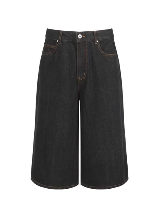 Pls DONT BLINK Retro Distressed Denim Shorts Raw Black