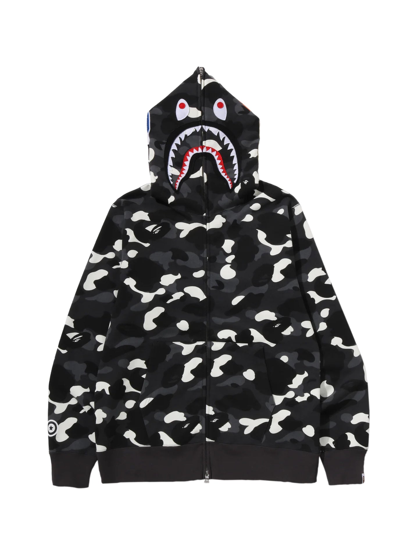 Bape City Camo Shark Full Zip Hoodie Glow in Dark Black
