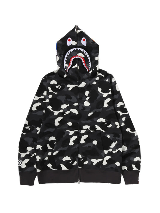 Bape City Camo Shark Full Zip Hoodie Glow in Dark Black