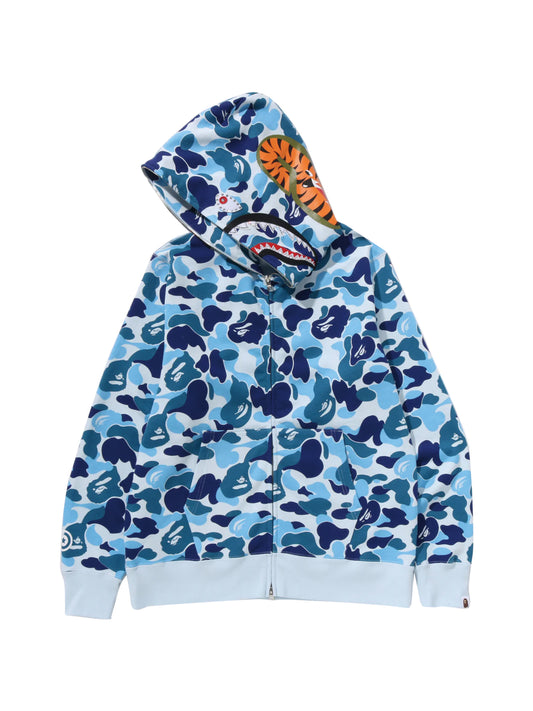Bape Abc Camo Crystal Stone Shark Full Zip Hoodie Blue