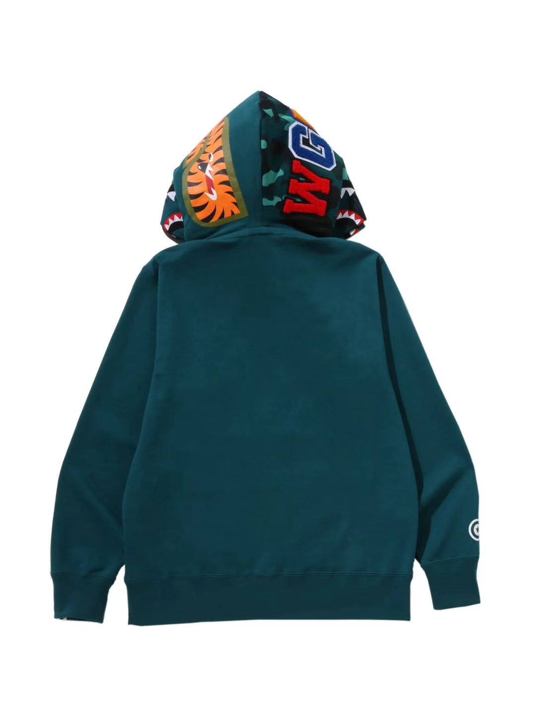 Bape Color Camo Shark Full Zip Double Hoodie Green Turquoise