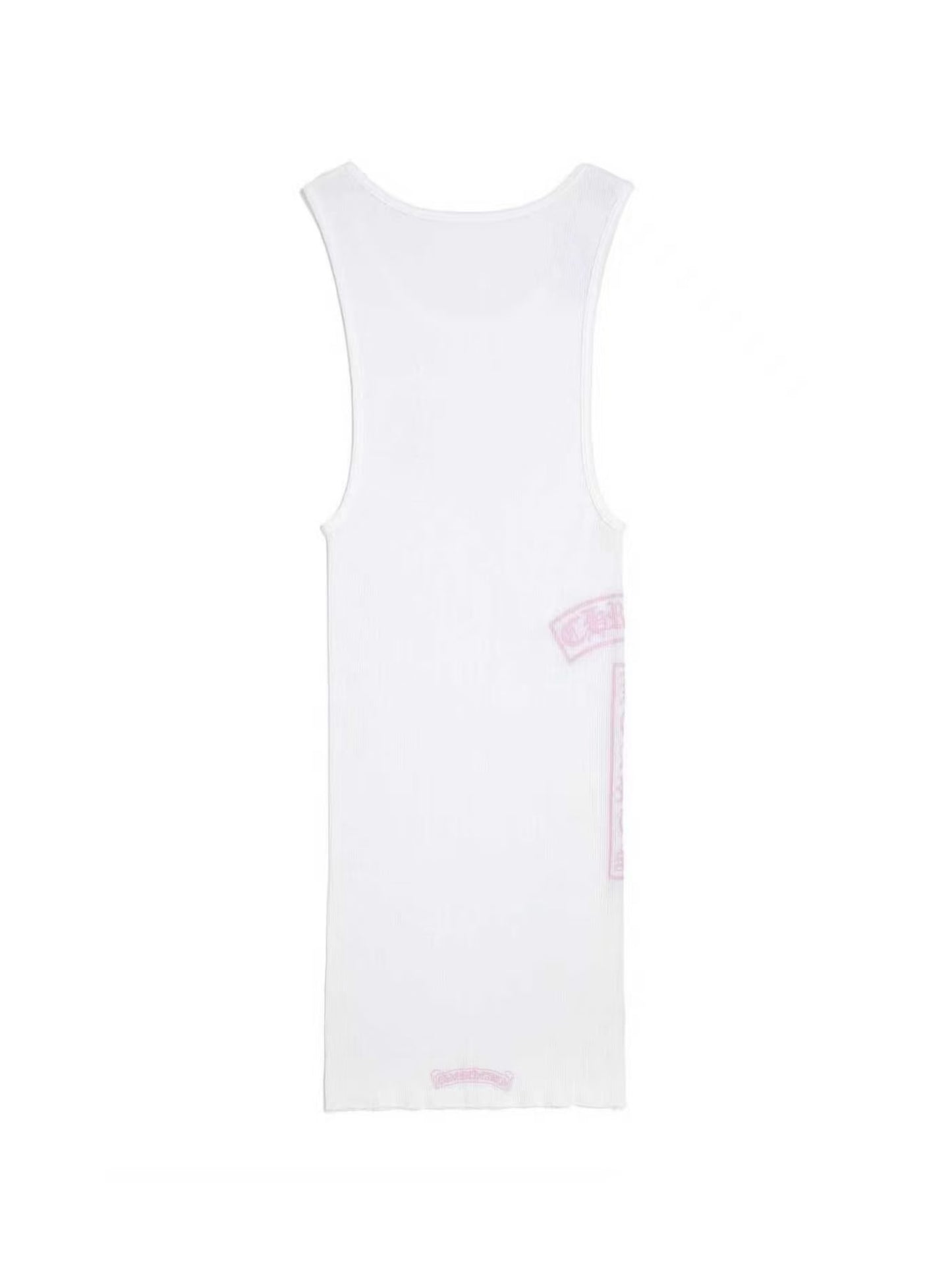 Chrome Hearts Pink T Shape Logo Tank Top White