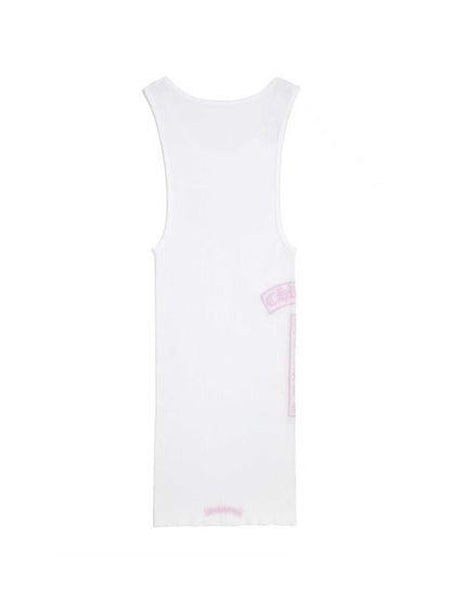 Chrome Hearts Pink T Shape Logo Tank Top White