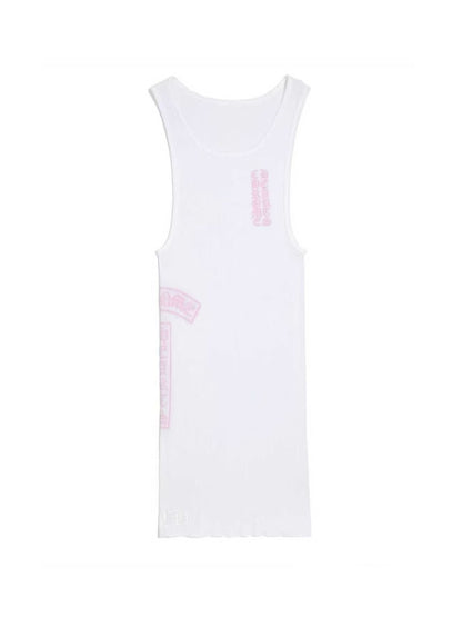Chrome Hearts Pink T Shape Logo Tank Top White