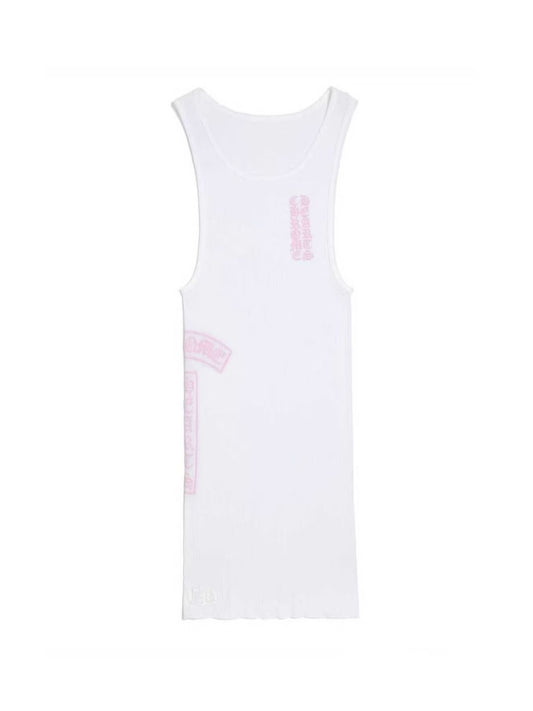 Chrome Hearts Pink T Shape Logo Tank Top White