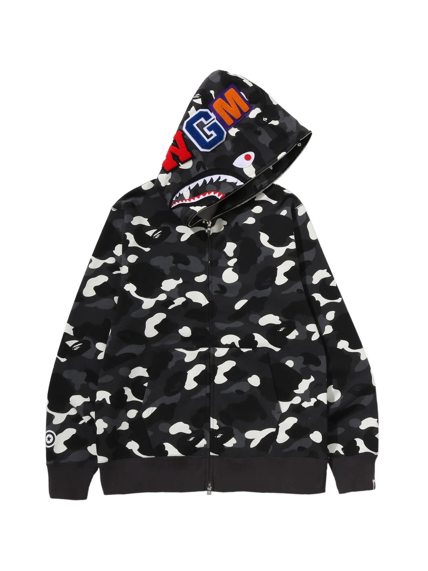 Bape City Camo Shark Full Zip Hoodie Glow in Dark Black