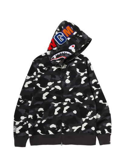 Bape City Camo Shark Full Zip Hoodie Glow in Dark Black