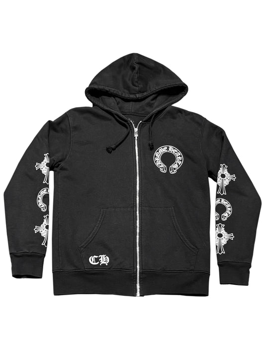 Chrome Hearts Multi Logo Sleeve T Bar Logo Back Waffle Zip Hoodie Black M C119141491-Used
