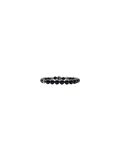 Chrome Hearts Black Bead Bracelet 8mm with 4 Sliver Balls