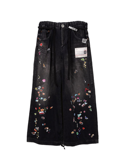 Maison MIHARA YASUHIRO Sticker Printed Huge Denim Black