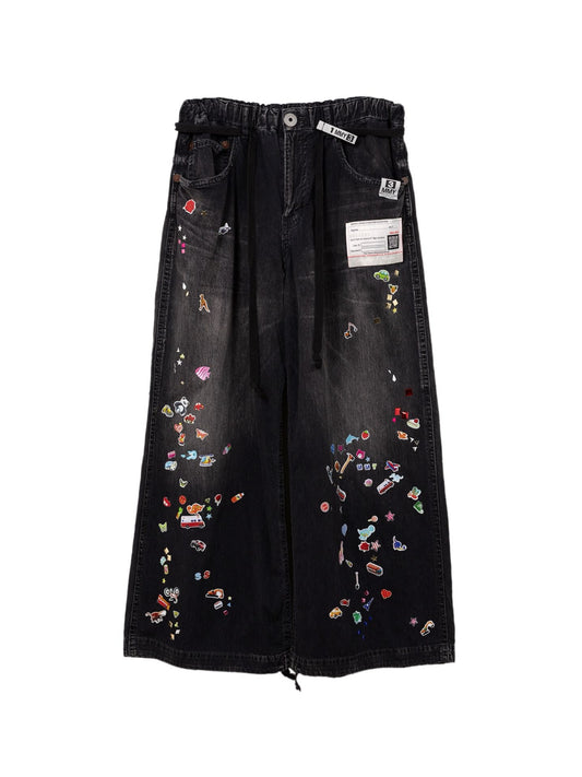 Maison MIHARA YASUHIRO Sticker Printed Huge Denim Black