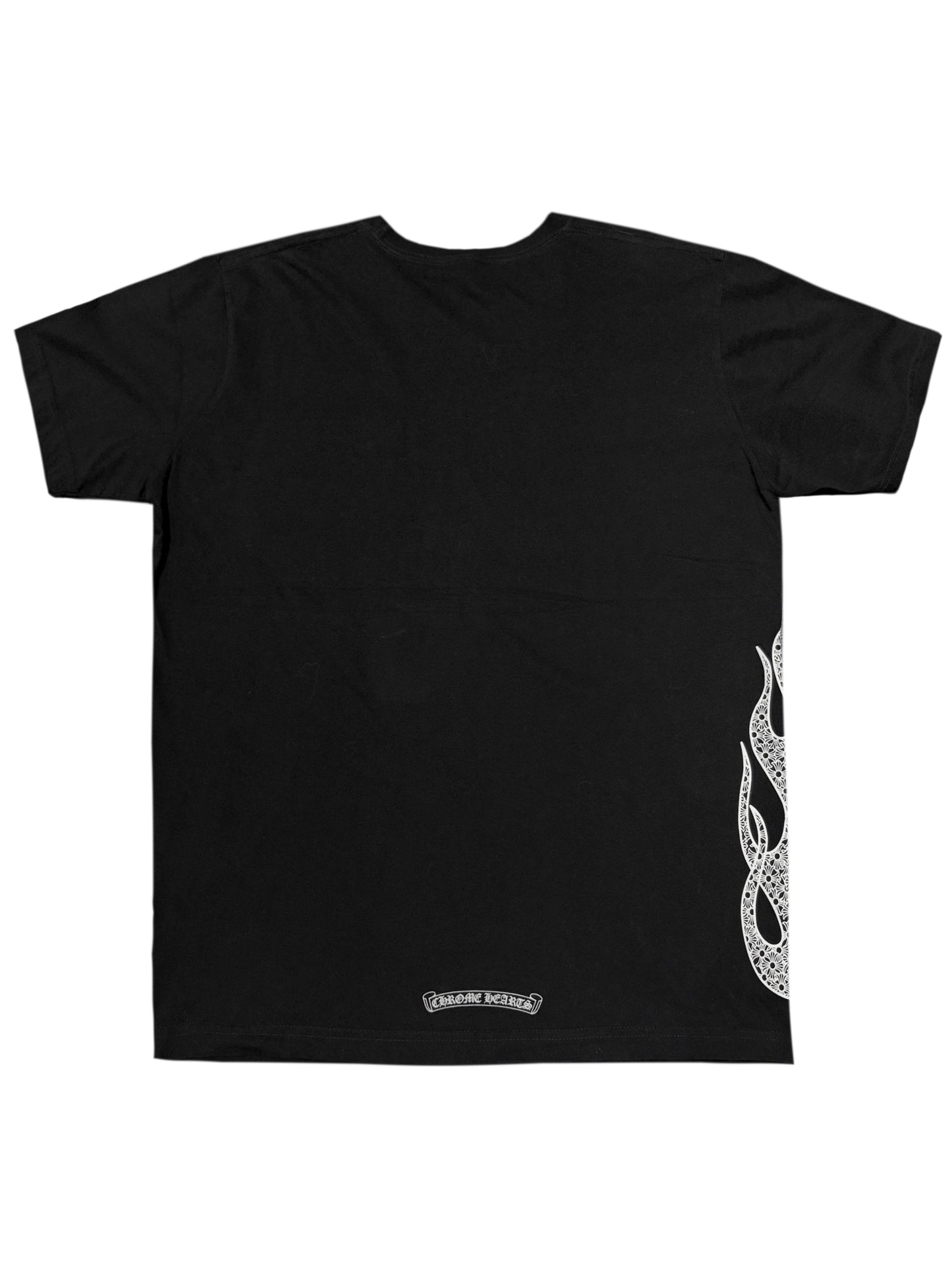 Chrome Hearts Side Flame Vertical Script Logo Front Tee Black L C118697121-Used
