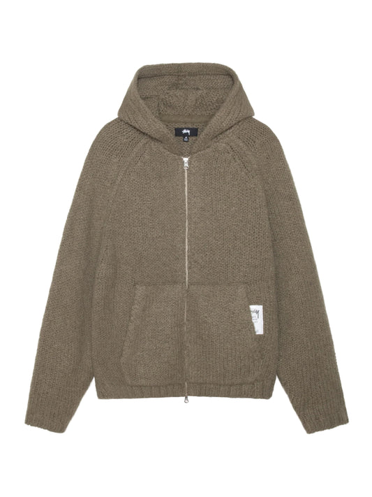 Stussy Chunky Sweater Zip Hoodie Fossil