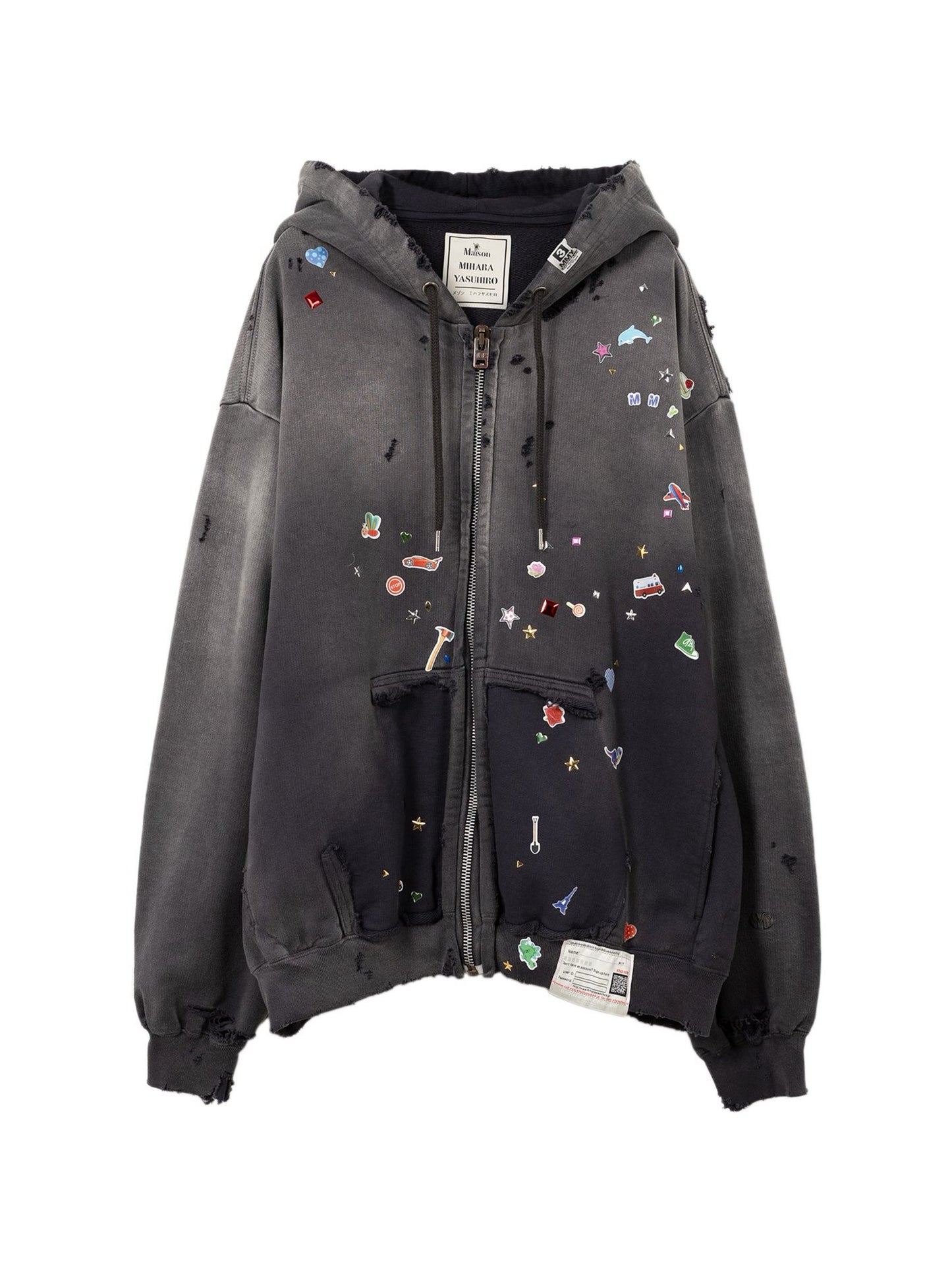 Maison MIHARA YASUHIRO Sun Faded Like Sticker Print Zip Hoodie