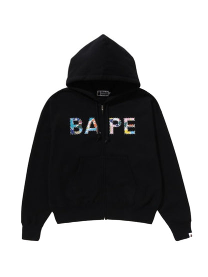 Bape Multi Camo Crystal Logo Wide Zip Hoodie Ladies