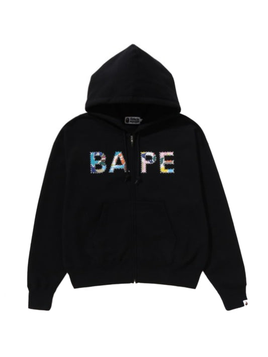 Bape Multi Camo Crystal Logo Wide Zip Hoodie Ladies