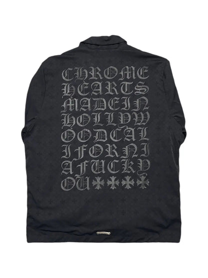 Chrome Hearts Black Monogram Eyechart Nylon Windbreaker Jacket Black