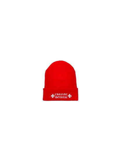 Chrome Hearts Embroidered Plus Cross Beanie Red