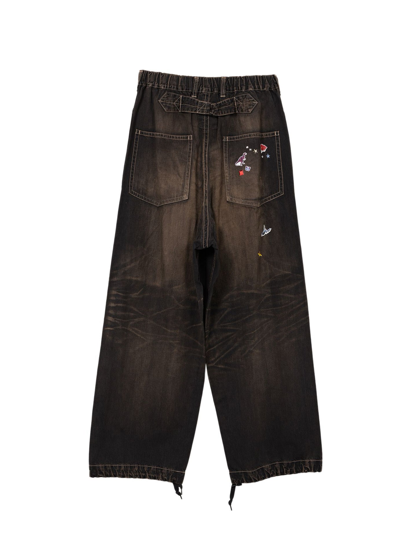 Maison MIHARA YASUHIRO Sticker Prints Denim Baker Pants Black