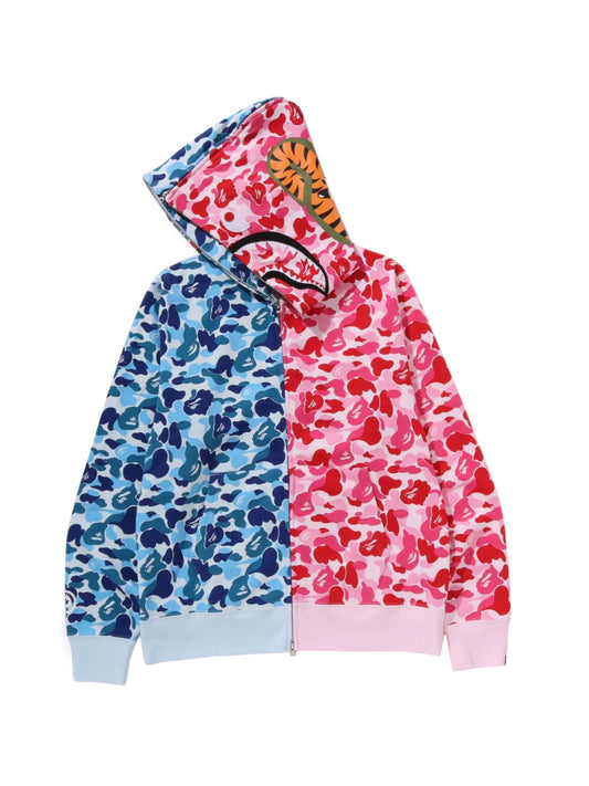 Bape Abc Camo Separate Shark Full Zip Hoodie Blue Pink