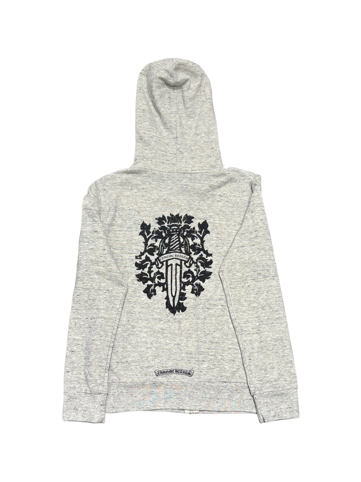 Chrome Hearts Vine Dagger Logo Back Zip Hoodie Grey S C119050221-Used