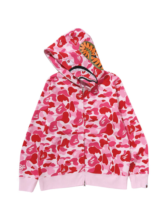 Bape Abc Camo Crystal Stone Shark Full Zip Hoodie Pink