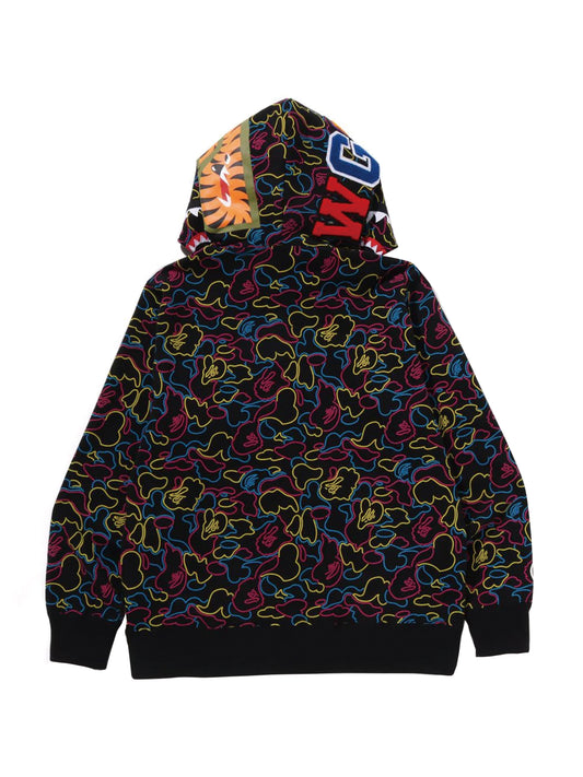 Bape Neon Camo Shark Full Zip Hoodie Multi