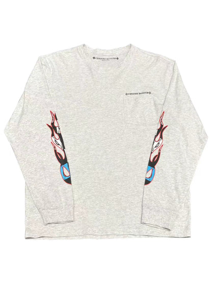 Chrome Hearts Matty Boy Brain LS Tee Grey Size XL C118449085-Used