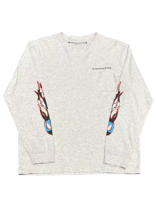 Chrome Hearts Matty Boy Brain LS Tee Grey Size XL C118449085-Used