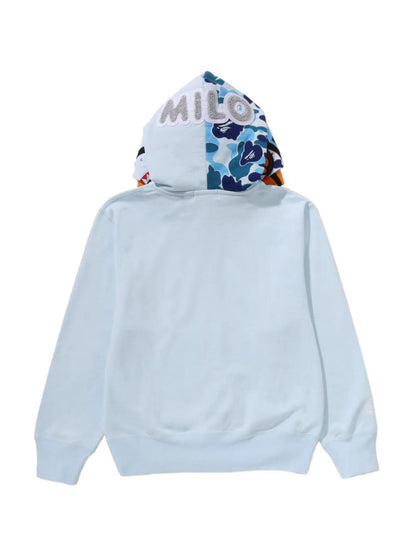 Bape Milo Shark Full Zip Double Hoodie Ladies Blue