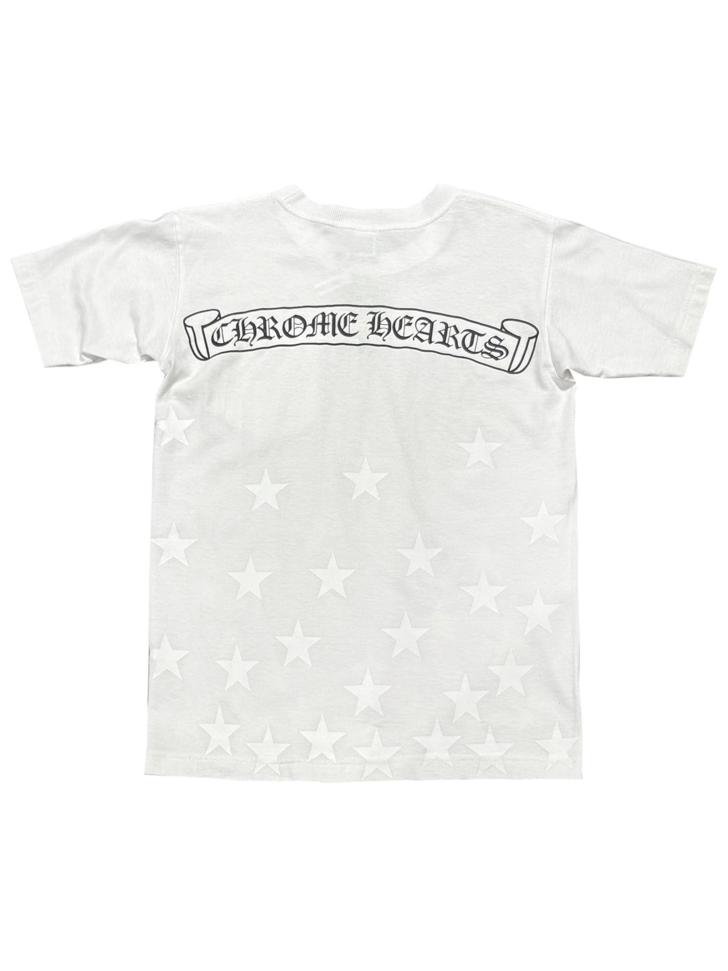 Chrome Hearts Scroll Logo White Stars Horseshoe Pocket Tee White S C118812390-Used