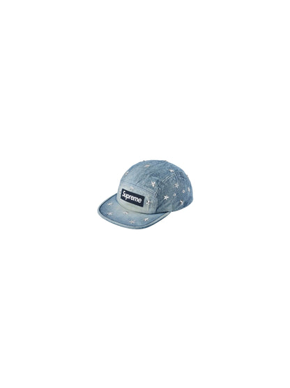 Supreme Stars Studded Denim Camp Cap Washed Indigo