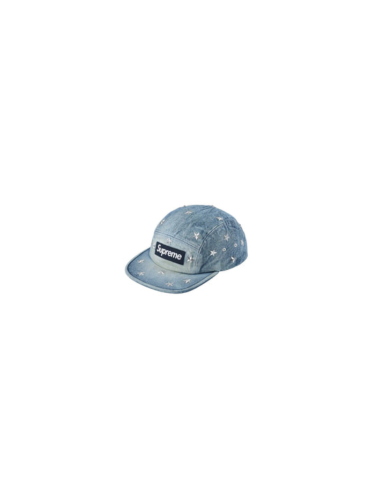 Supreme Stars Studded Denim Camp Cap Washed Indigo