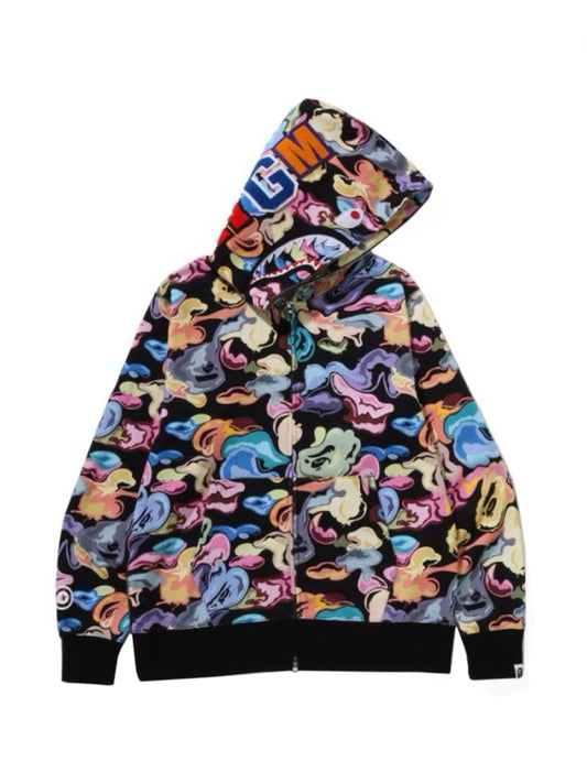 Bape Art Camo Shark Full Zip Hoodie Black