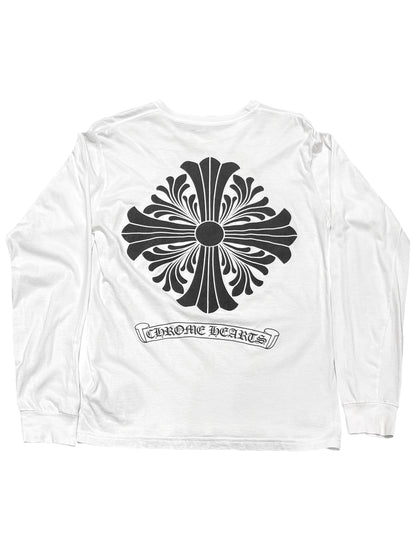 Chrome Hearts Floral CH Plus Scroll Logo Back LS Tee White M C117576830-Used