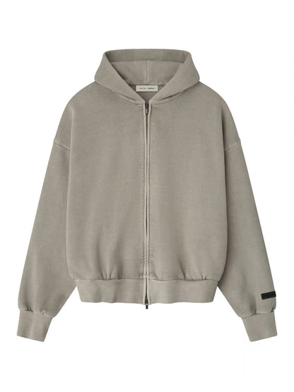 Essentials 25 Holiday Embroidered Classic Full Zip Hoodie Smoke Grey