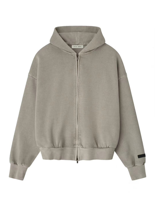 Essentials 25 Holiday Embroidered Classic Full Zip Hoodie Smoke Grey