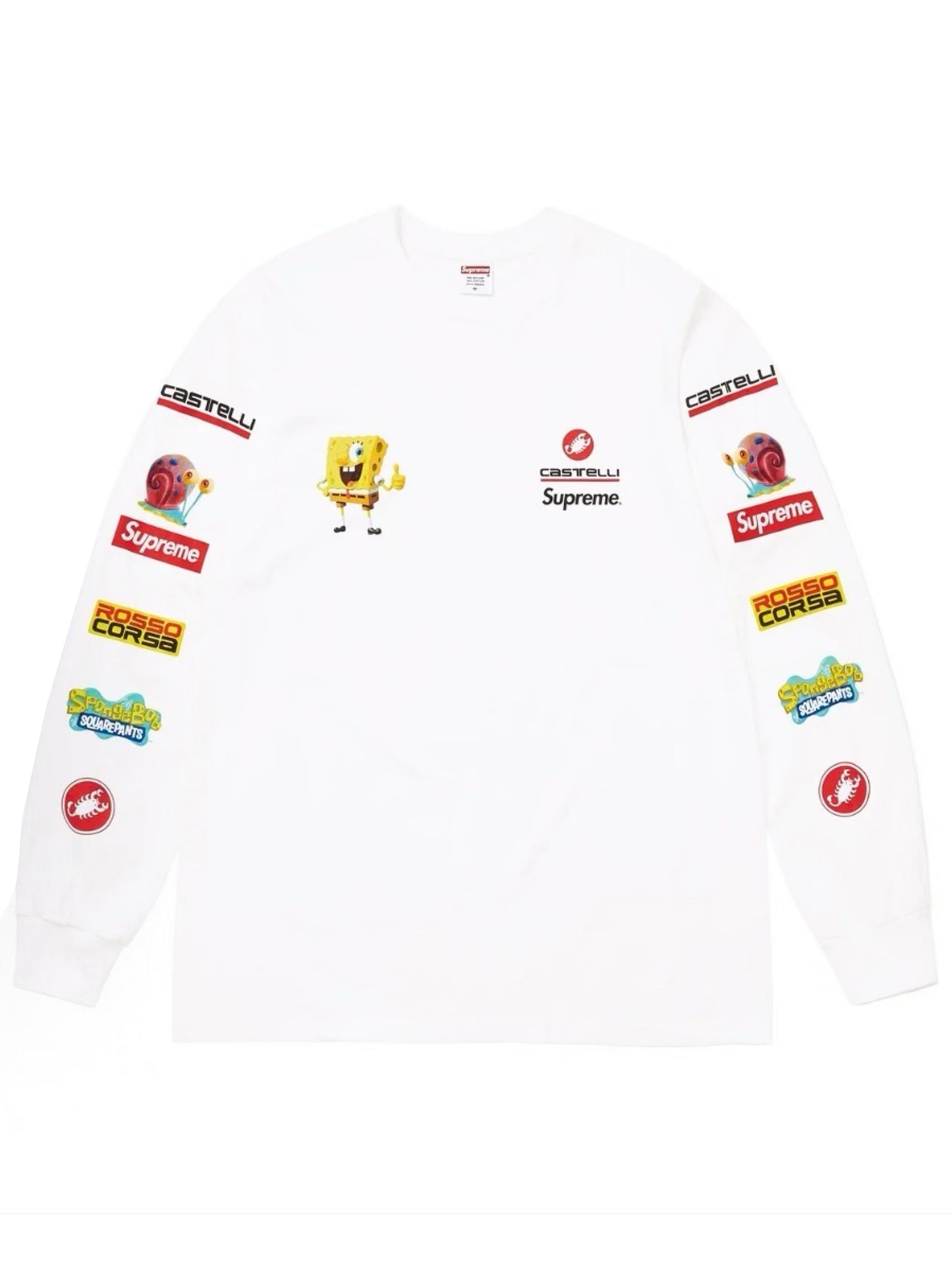 Supreme Spongebob Castelli Racing Long Sleeve LS Tee White