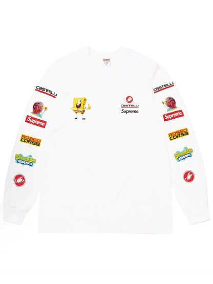 Supreme Spongebob Castelli Racing Long Sleeve LS Tee White