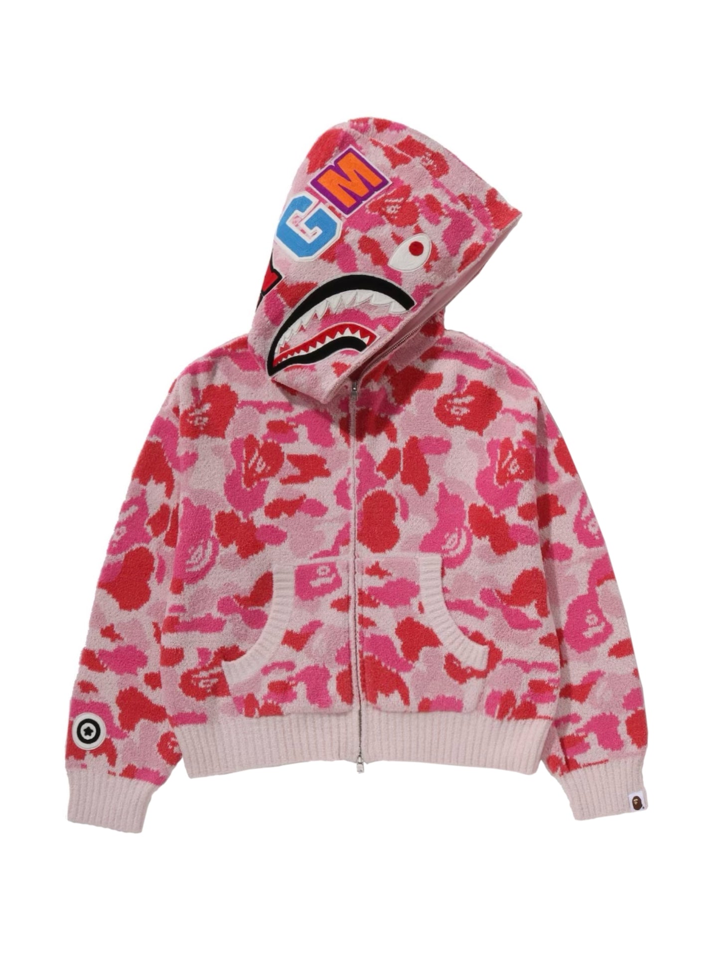 Bape Abc Camo Towel Jacquard Shark Cropped Full Zip Hoodie Ladies