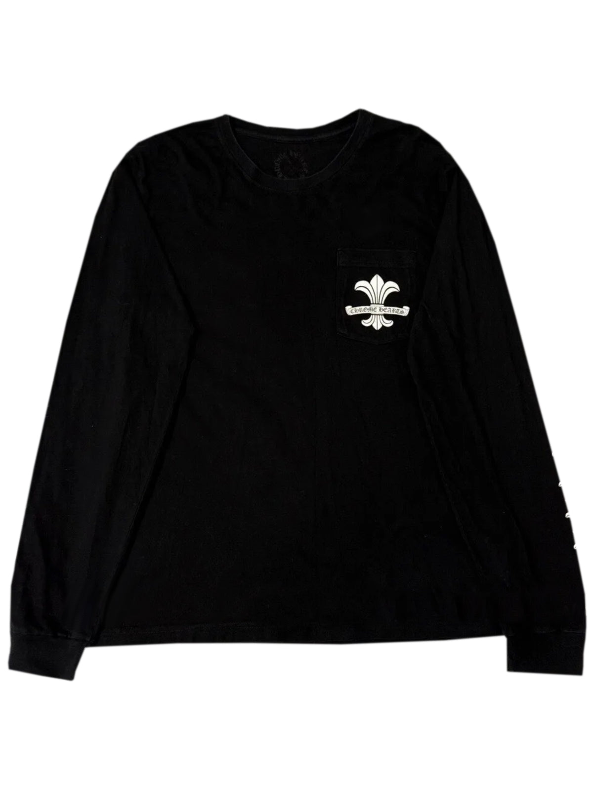 Chrome Hearts White Fleur Sleeve Front and Back LS Tee Black