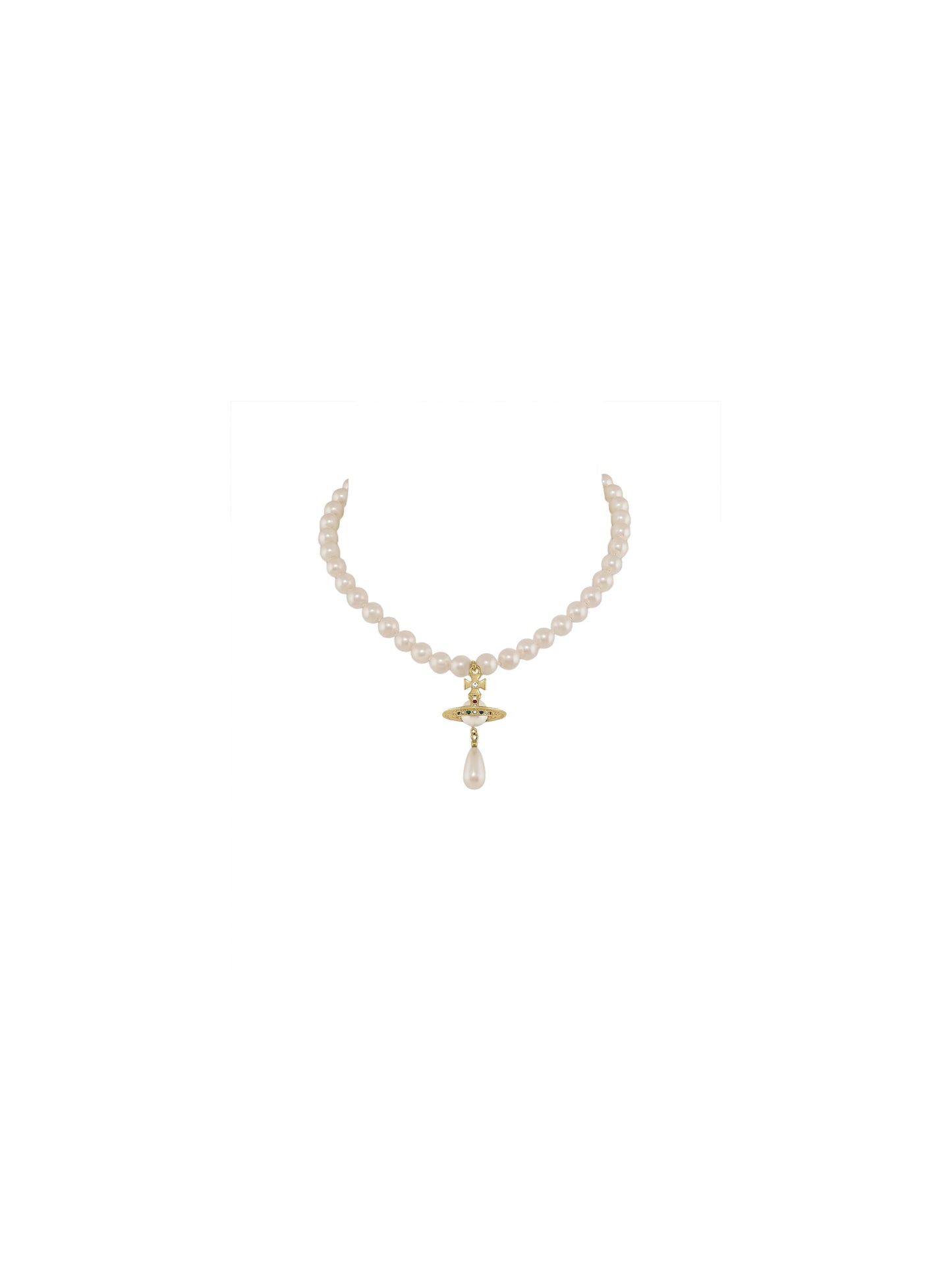 Vivienne Westwood One Row Pearl Drop Choker Gold