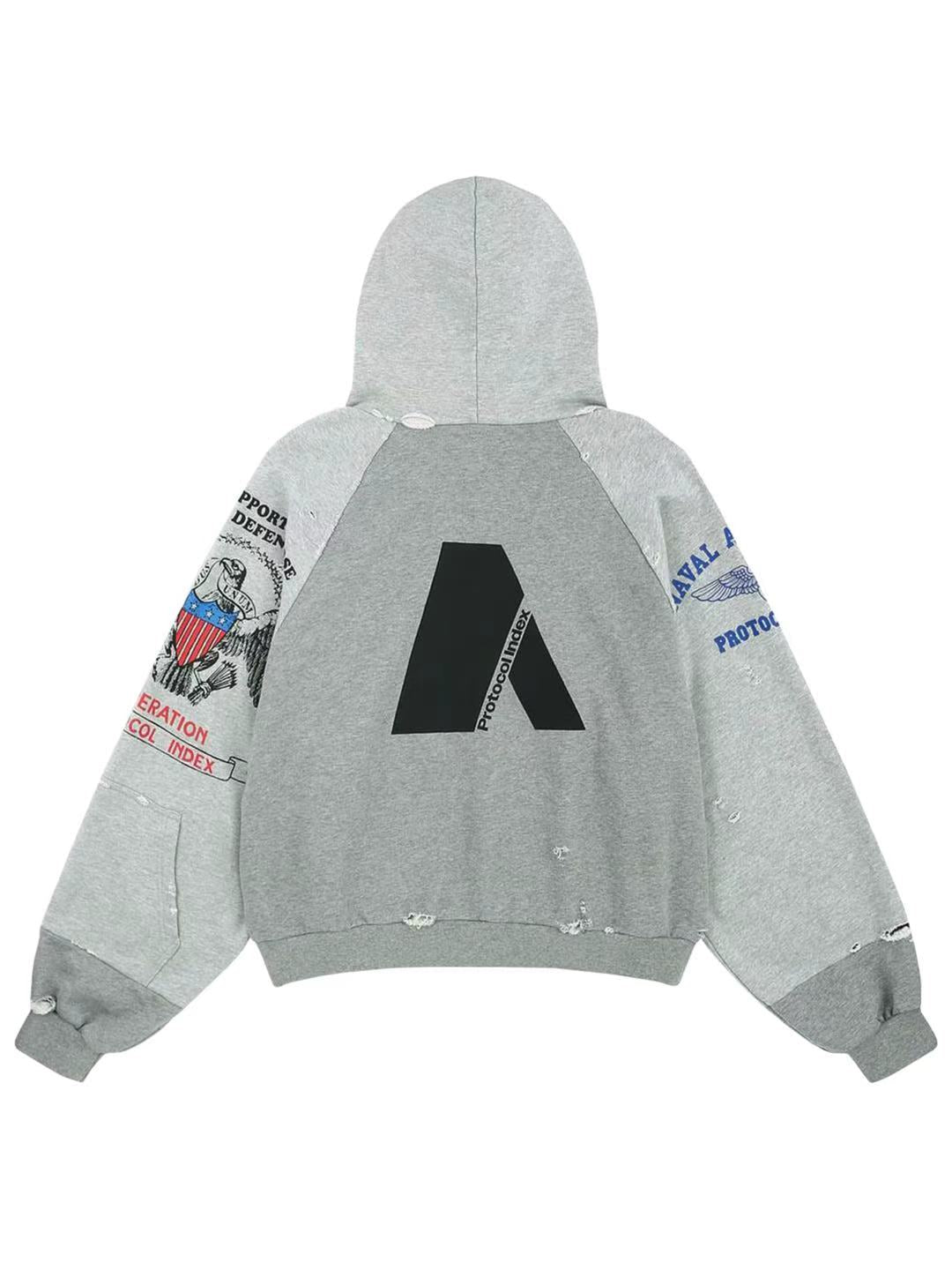 Protocol Index Reconstructed Zip Hoodie Melange Grey