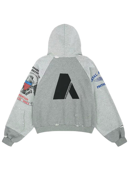 Protocol Index Reconstructed Zip Hoodie Melange Grey