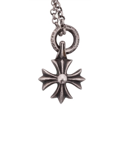 Chrome Hearts Large Diamond CH Cross Silver Pendant with Roll Chain